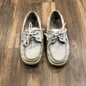 Grey and Pink Sperrys